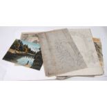 A quantity of late 19th / early 20th century watercolours, drawings and cartoons, various subjects