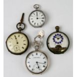 A silver open faced pocket watch, the white dial signed 'Acme Lever', with Roman numerals and
