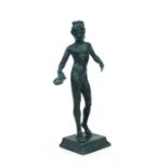 After the antique, a green patinated bronze figure of Dionysus holding a Kantharos or wine cup in