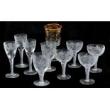 A quantity of assorted glassware to include a Bohemian style goblet with enamel decoration, 16cms