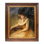 19th century school - Portrait of a Young Lady in a Regency Dress - oil on canvas, framed, 55 by