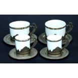 A pair of Baltic porcelain Zarf cups and matching coffee cups (4).