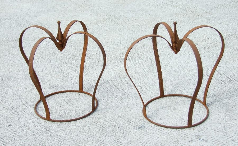 A pair of garden bent steel coronets, each approx. 43cms diameter (2).