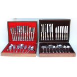 A silver plated twelve-person Kings pattern canteen of cutlery, cased; together with a six-person