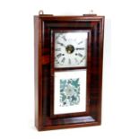 A Victorian American Ansonia 'Kipperbox' wall clock, the white painted dial with Roman numerals,