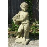 A reconstituted stone sculpture 'Winter', 70cms high.