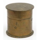 A WWI trench art shell case tea caddy, 9cms high.