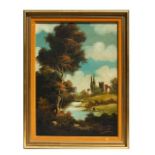 Ghinelli (?) (continental school) - Italianate Landscape Scene with Ruined Buildings in the