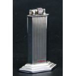M C Murdo (Ex Dunhill) Art Deco chrome table lighter by the ribbed column impressed 'Dunlop', patent
