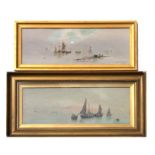 Charles H Scott - Seascape with Fishing Vessels - oil on board, signed lower right; together with