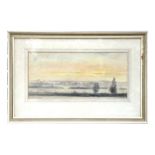 W C Wilcox - View From Crowmarsh Hill - sunset landscape scene, signed lower left, watercolour,