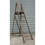 A set of vintage wooden step ladders, 80cms high.