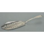 A George III pierced fish slice, London 1808, weight 93g, 27cms long.