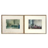 Sir William Russell Flint RA - two coloured prints depicting a bathing scene and a dancing school,