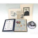 A WWI miniature medal group awarded to Miss Beatrice J D Reid who was a nurse during WWI, her 9ct