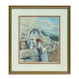 Continental School - Attica, Greece, Washing Day at the Village - indistinctly signed lower left and