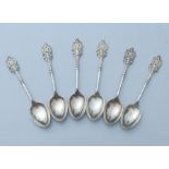 A set of six silver teaspoons with London Rifle Brigade finials, various Sheffield dates, weight