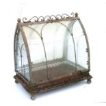 A Gothic Victorian style terrarium cloche, 45cms wide.Condition ReportThe glass to the taller curved