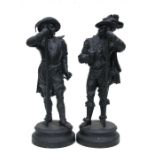 A pair of spelter figures in the form of Cavaliers, approx. 52cms high.