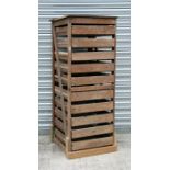 A large wooden apple store with ten trays, 145cms high.