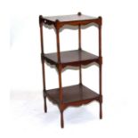 A 19th century mahogany three-tier whatnot, 34cms wide.