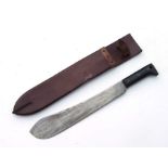 A circa 1940 Legitimus Collins & Co. USA military machete, No. 1250, in a leather sheath, 50cms