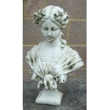 After the antique. A reconstituted stone bust of a classical lady. 46cm high