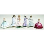 A Royal Doulton figure - Victoria HN2471 and five similar Royal Doulton figures (6).Condition