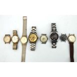 A vintage Rotary gentleman's gold plated wristwatch; together with seven gentleman's wristwatches (