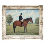 Van Meer - A Horse and Rider - oil on board, signed lower right, framed, 49 by 40cms.