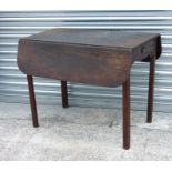A 19th century mahogany Pembroke table with single frieze drawer, 91cms wide.(A/F)