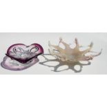 A Vannes French Art glass graduated amethyst tinted glass bowl, 26cms diameter; together with a