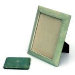 A Nina Ricci shagreen rectangular strut photo frame, 17 by 22cms; together with a shagreen cigarette