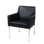 An Italian design Moroso modernist chrome and grey leather chair, model No. M70DD.