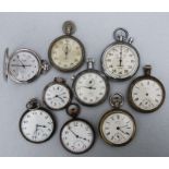 A quantity of open faced pocket watches.