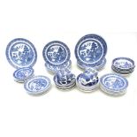 A Wedgwood Willow pattern part dinner and tea service; together with various other ceramics (3