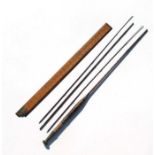 An early 20th century Army & Navy, London four-piece split cane fly fishing rod and a wood and brass