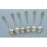 A set of six silver teaspoons with London Rifle Brigade finials, Sheffield 1910, weight 123g.