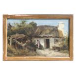 Leslie Sutcliffe - The Cornish Cottage - oil on canvas, signed & dated 1882 lower left, framed, 64