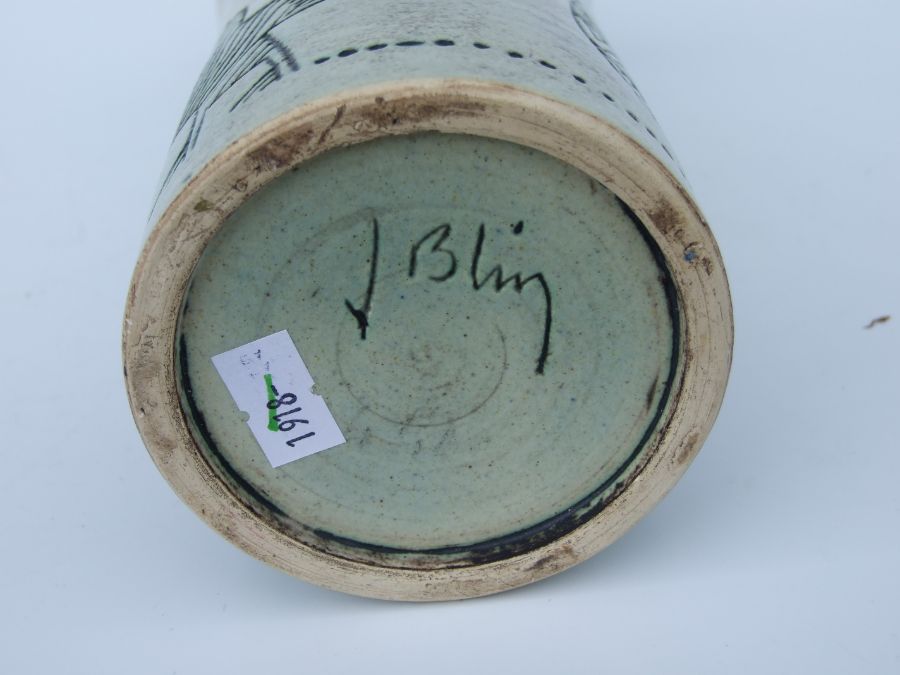 A French Art pottery vase of waisted cylindrical form designed by Jacques Blin, with sgraffito - Image 3 of 8