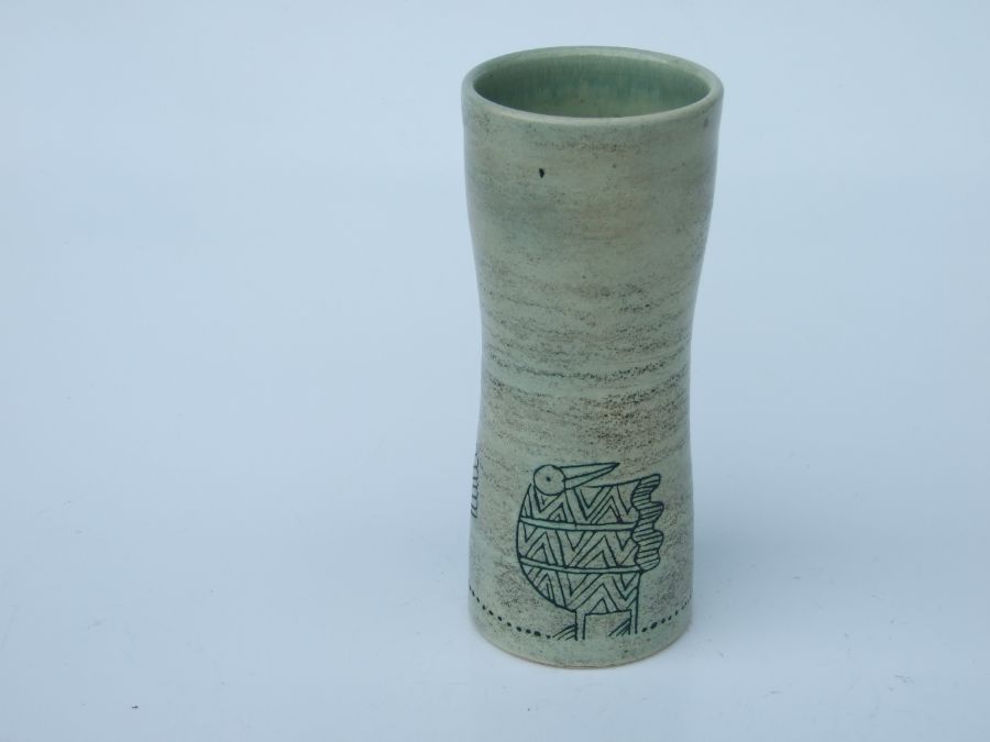 A French Art pottery vase of waisted cylindrical form designed by Jacques Blin, with sgraffito - Image 8 of 8