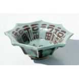 A Chinese scholar's brush washer of shaped octagonal form decorated with the design of blessing