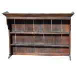 A 19th century oak dresser plate rack, the upper shelf with spoon slots, 146cms wide.Condition