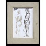 After David Smith RE (1920-1999) - Life Studies of a Lady - watercolour wash, framed & glazed, 23 by