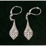 A pair of 18ct white gold and diamond Art Deco style drop earrings.