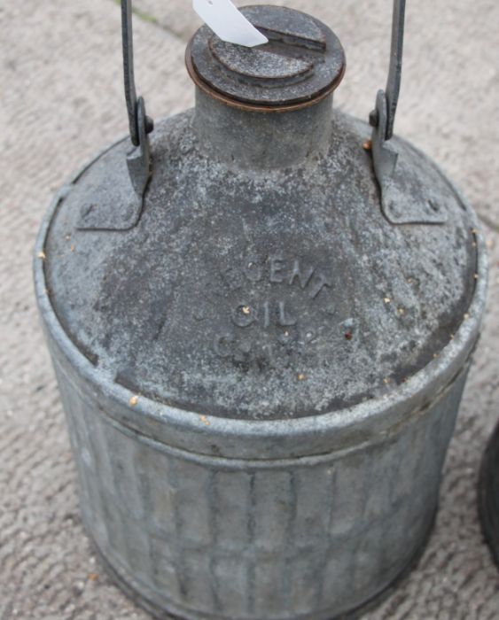 Two 1930's Regent Oil Company Ltd five-gallon galvanised petrol cans with carrying handles and screw - Image 2 of 2