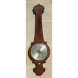 A 19th century rosewood cased banjo barometer, the silver dial signed 'J Pastorelli, Liverpool',