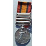 A Royal Highlanders Queens South Africa medal with Orange Free State, Transvaal, SA1901 & SA1902