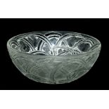 A Lalique Pinsons or Finches bowl with impressed and frosted decoration, etched signature to base,