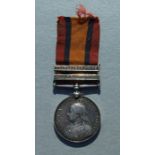 A Kings Own Scottish Borderers Queens South Africa medal with Cape Colony & Orange Free State clasps